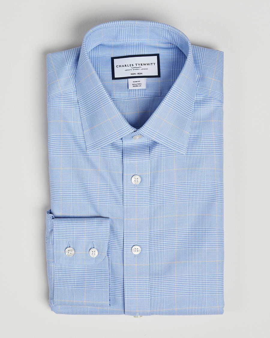 Charles Tyrwhitt Slim Fit Non Iron Prince of Wales Shirt Blue
