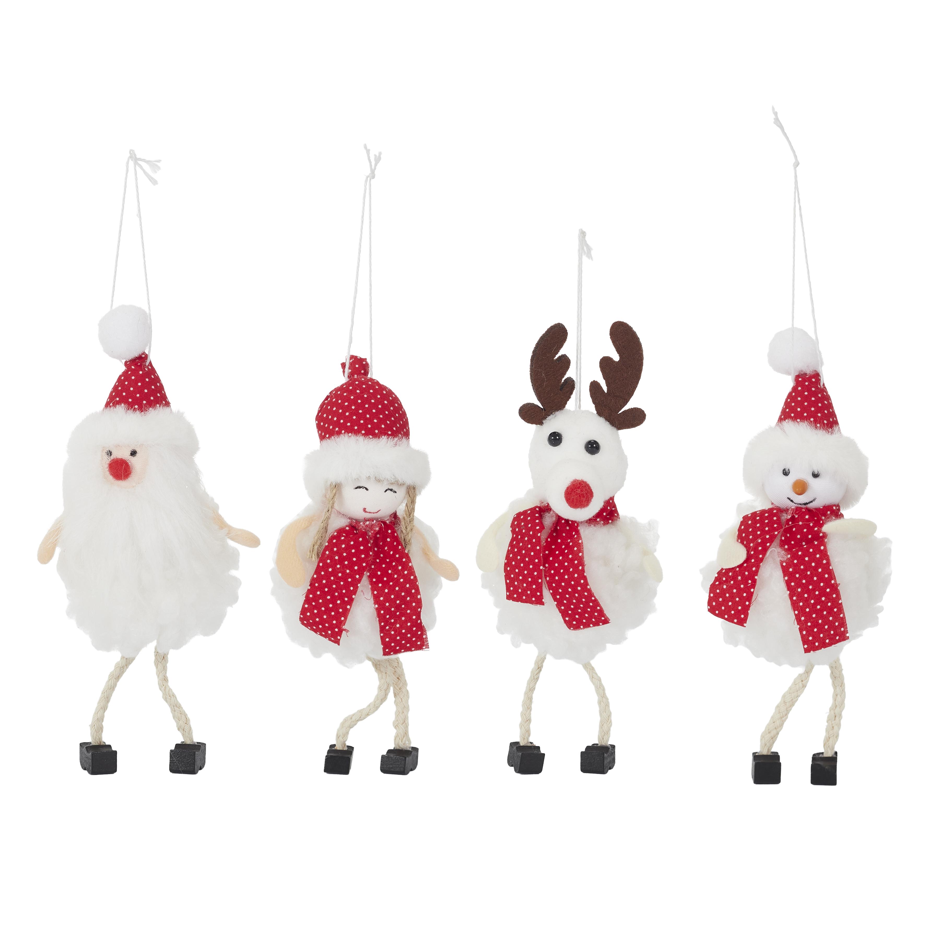 SUSPENSION FIGURINE NOEL BLANC ET ROUGE H.16CM