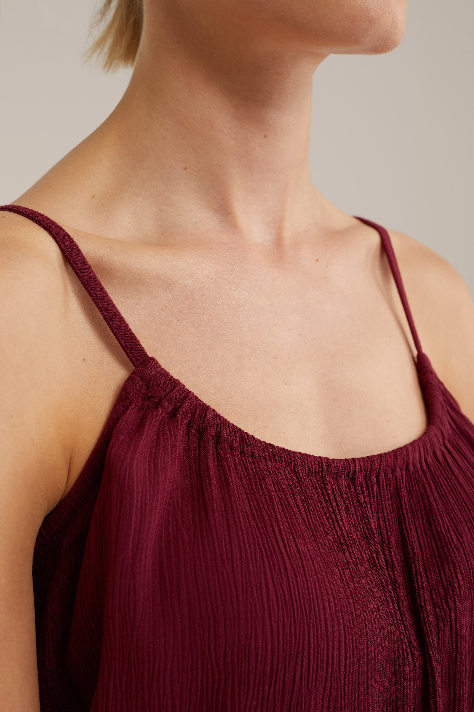 jumpsuit met structuur WE Fashion Donkerrood