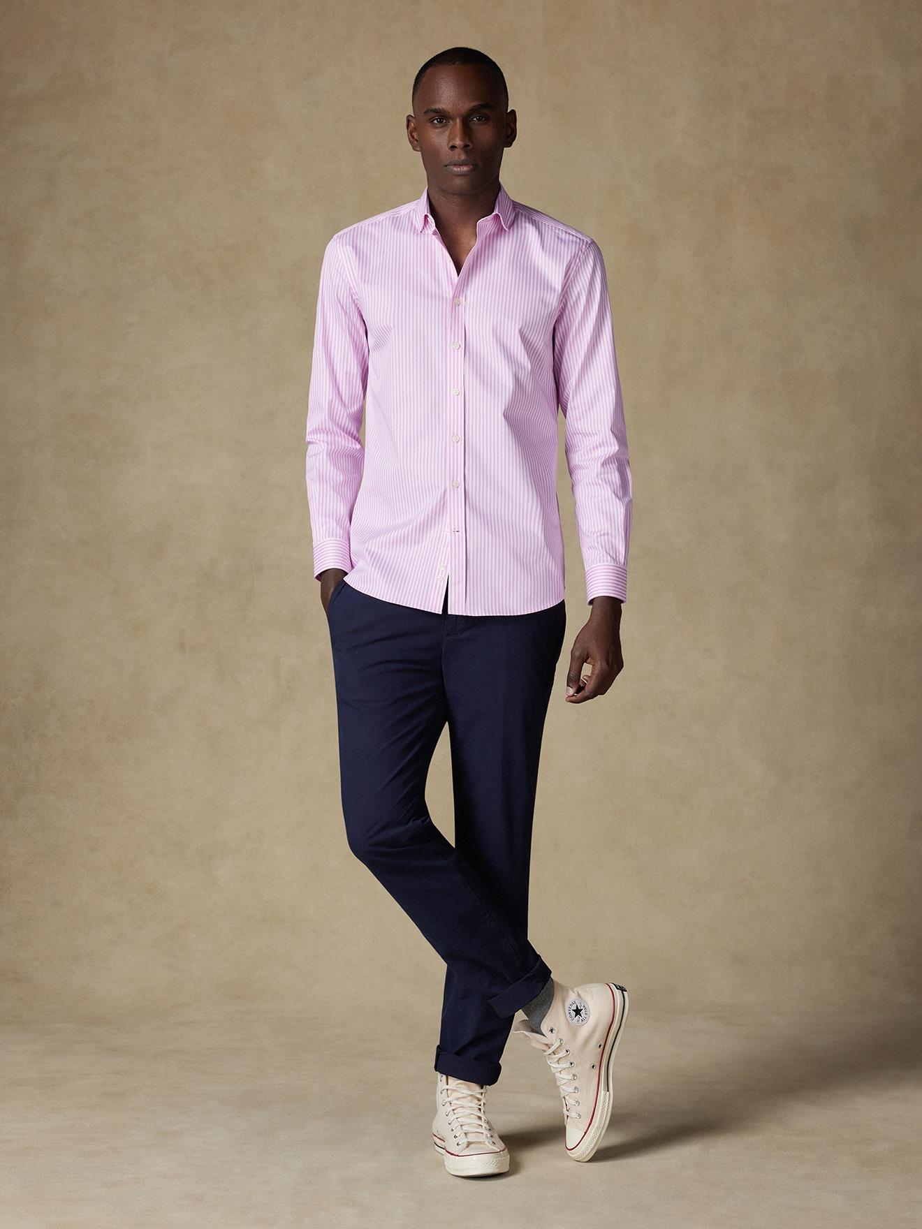 Chemise cintrée Barry à rayures rose
