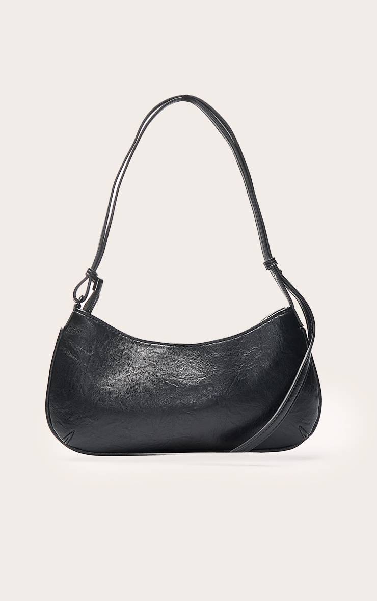 Noir Sac Baguette Texturé En Synthétiquecuir Pour L'épaule