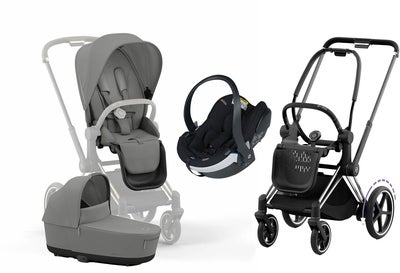 Cybex e-Priam Duovogn inkl. BeSafe iZi Go Modular X2, Mirage Grey/Chrome Black