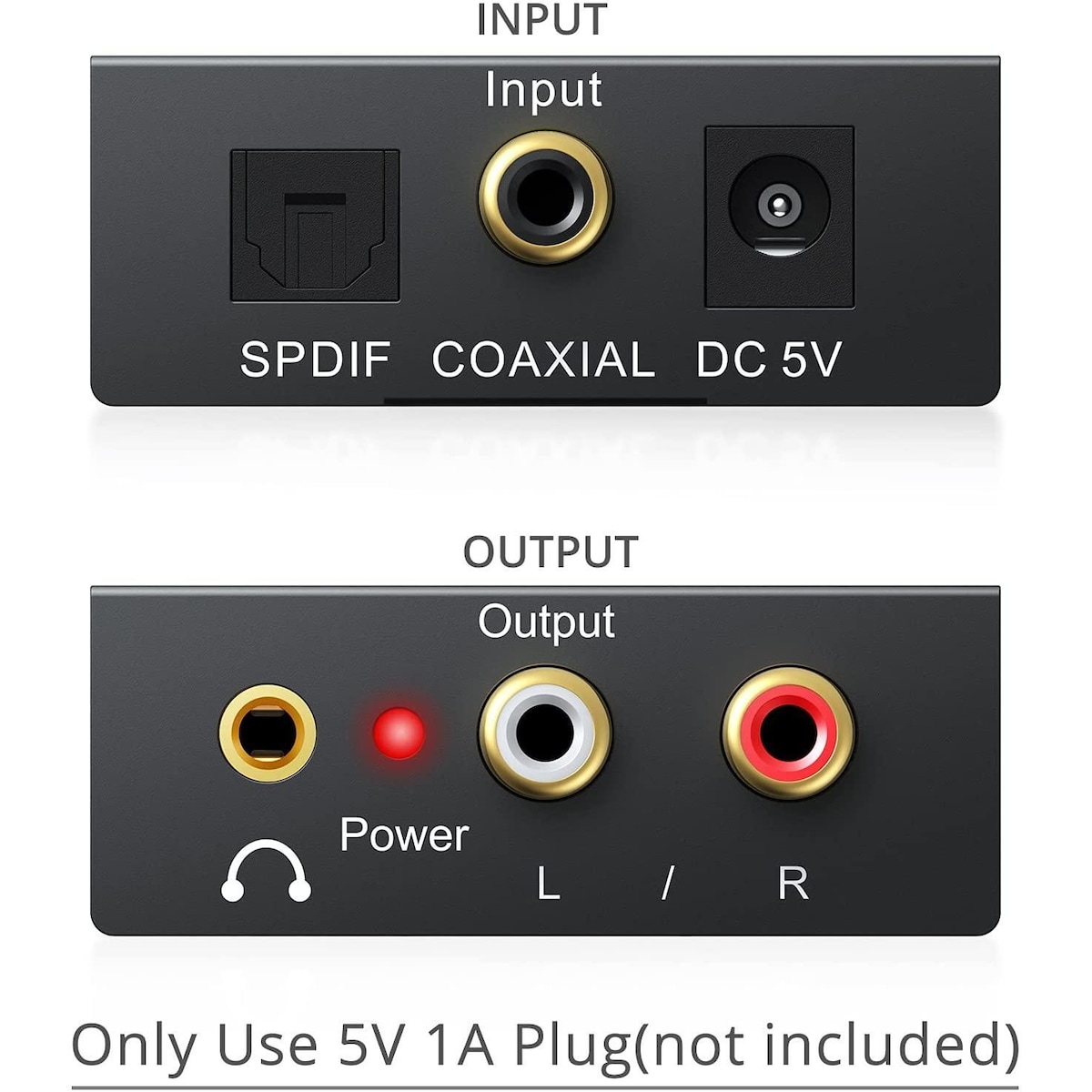 NÖRDIC 192kHz digital til analog lydkonverter, Toslink og koaksial til RCA L / R og 3,5 mm Aux D / A omformer