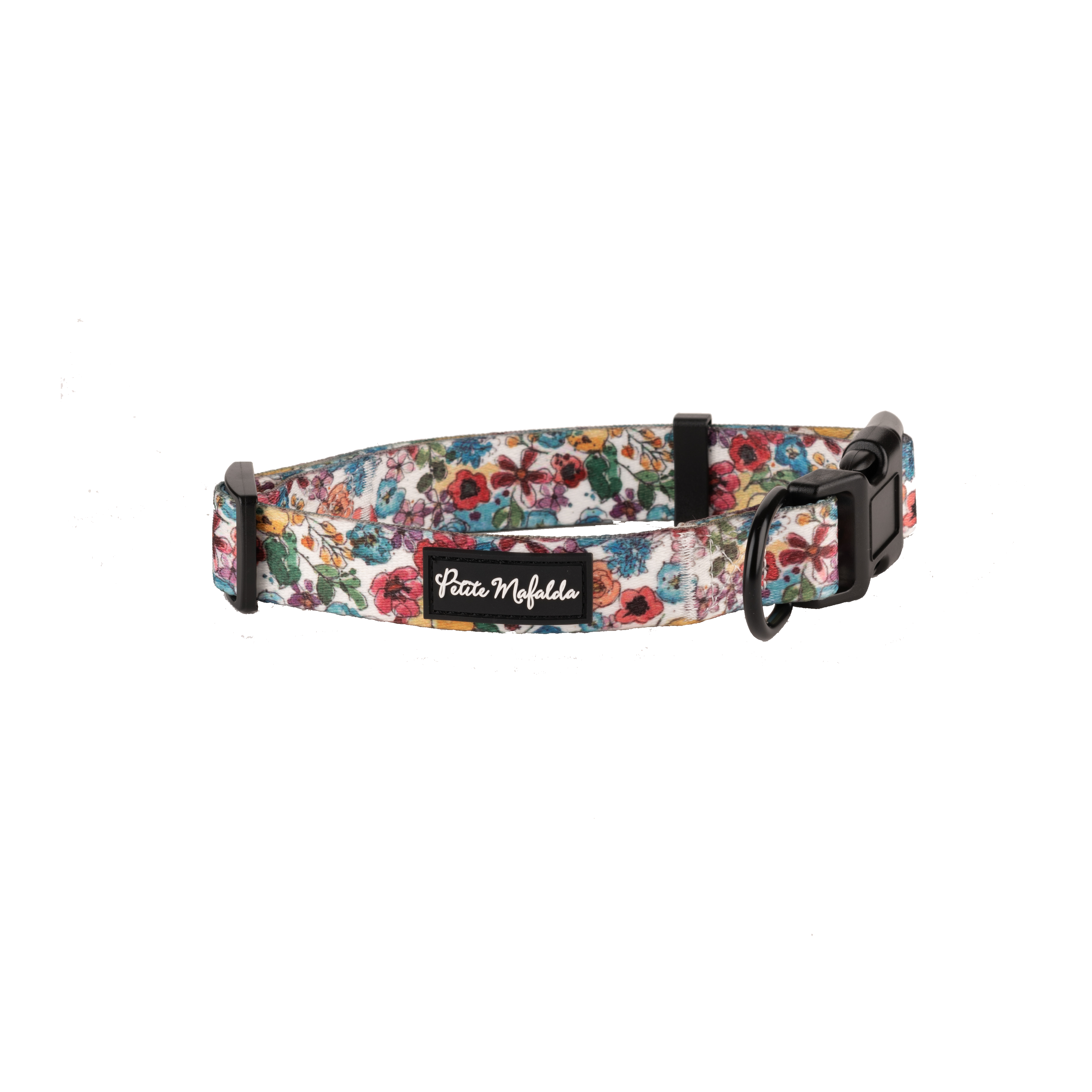 Coleira Petite Mafalda Azul com Estampa Floral para Cães