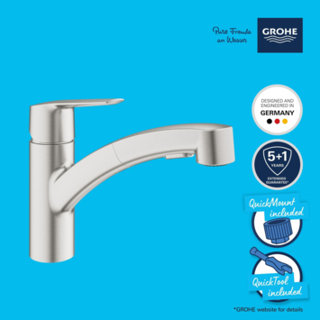 Grohe keukenkraan Start dual spray QuickFix supersteel (RVS look)