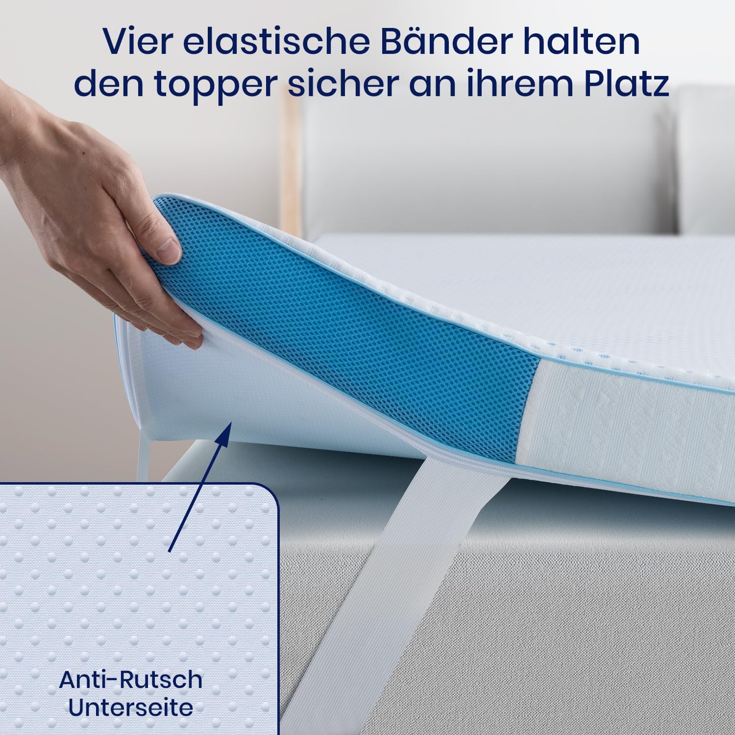 BedStory Gel Topper 180x200cm,10cm Höhe Gelschaum Matratzentopper, H3&H4 Matratzentopper aus Kaltschaumkern,Mattress Topper für Bett Boxspringbett Schlafsofa Wohnwagen, Öko-TEX® Zertifiziert
