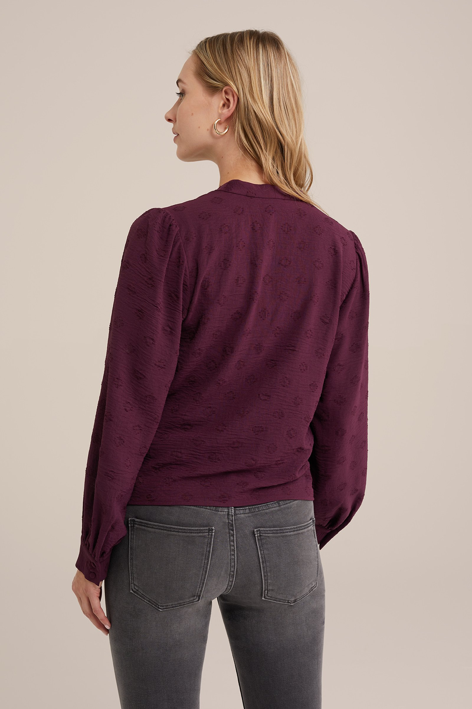 overslagblouse met dessin WE Fashion Donkerpaars