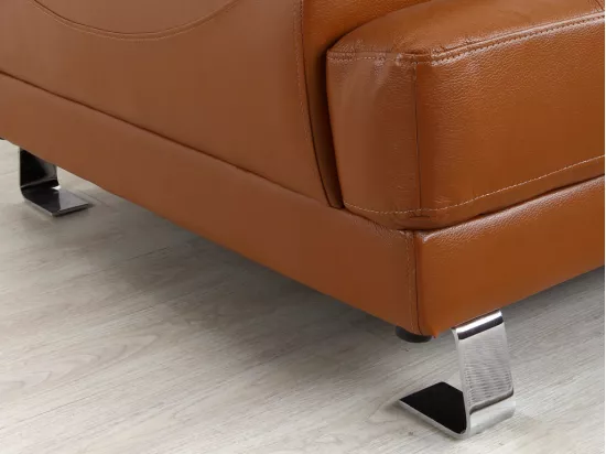 Canapé d'angle droit en cuir premium camel EXCELSIORA