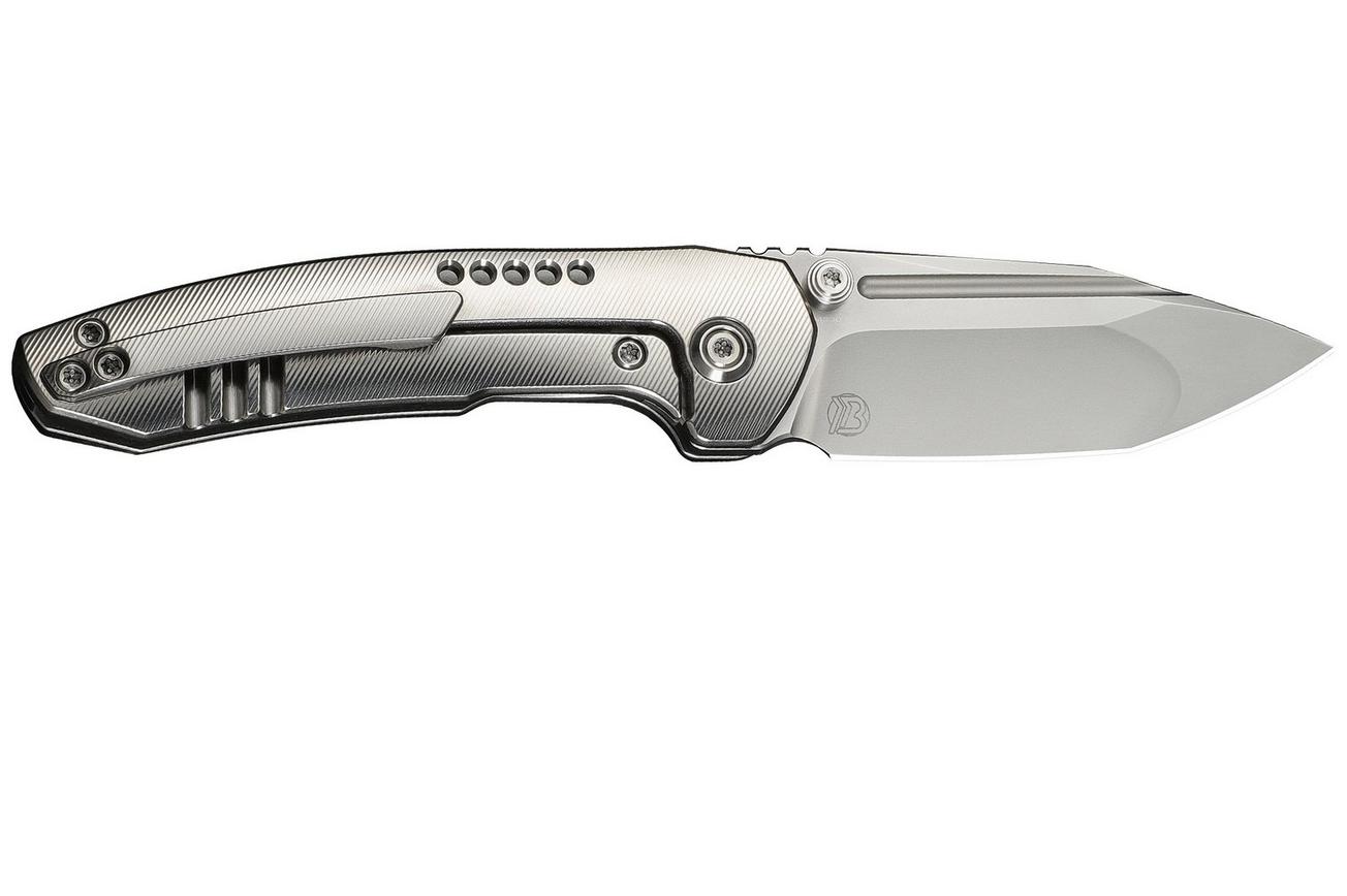 WE Knife Micro Trogon WE24043-2 Polished Bead Blasted Böhler M390, Satin Polished Titanium, zakmes, Brian Brown design