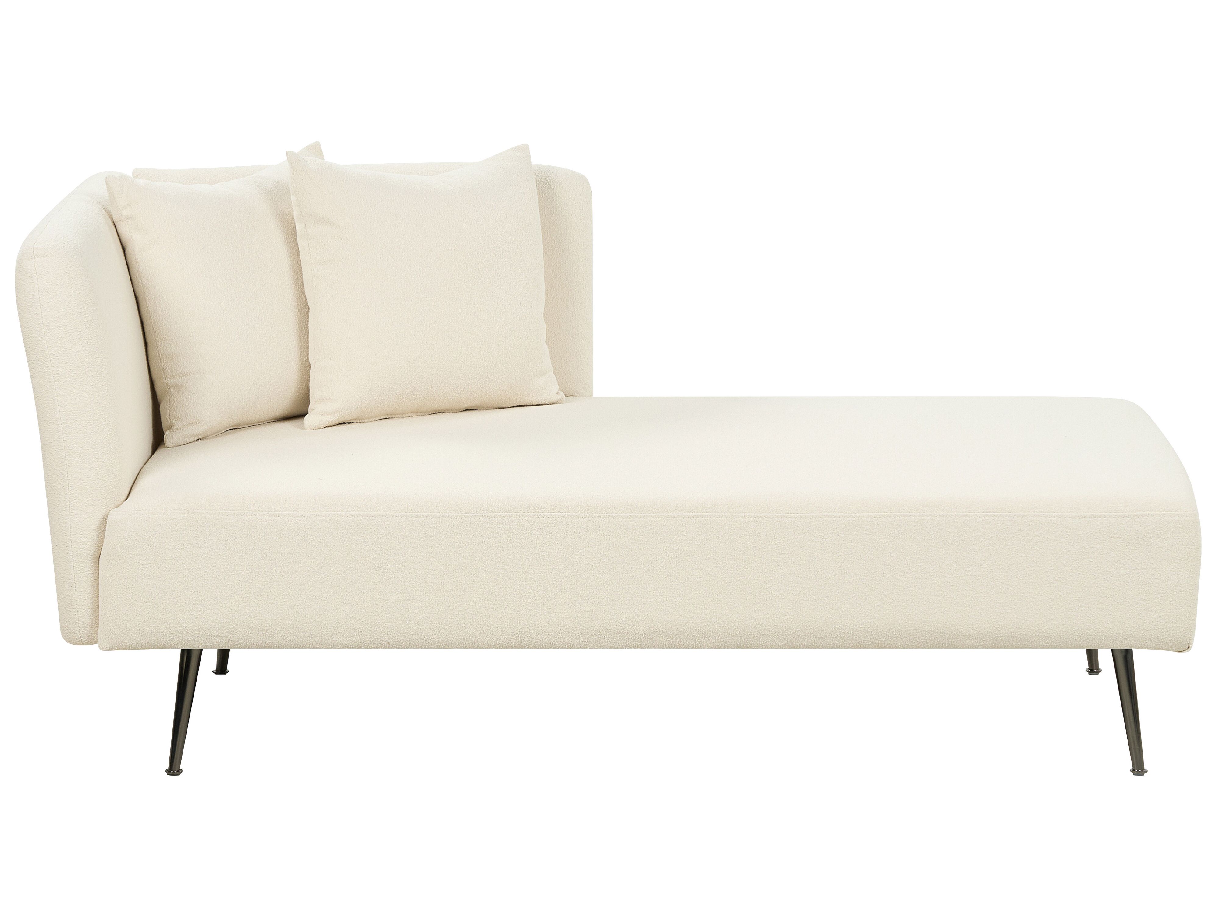 Linkszijdige chaise longue RIOM Bouclé Gebroken wit