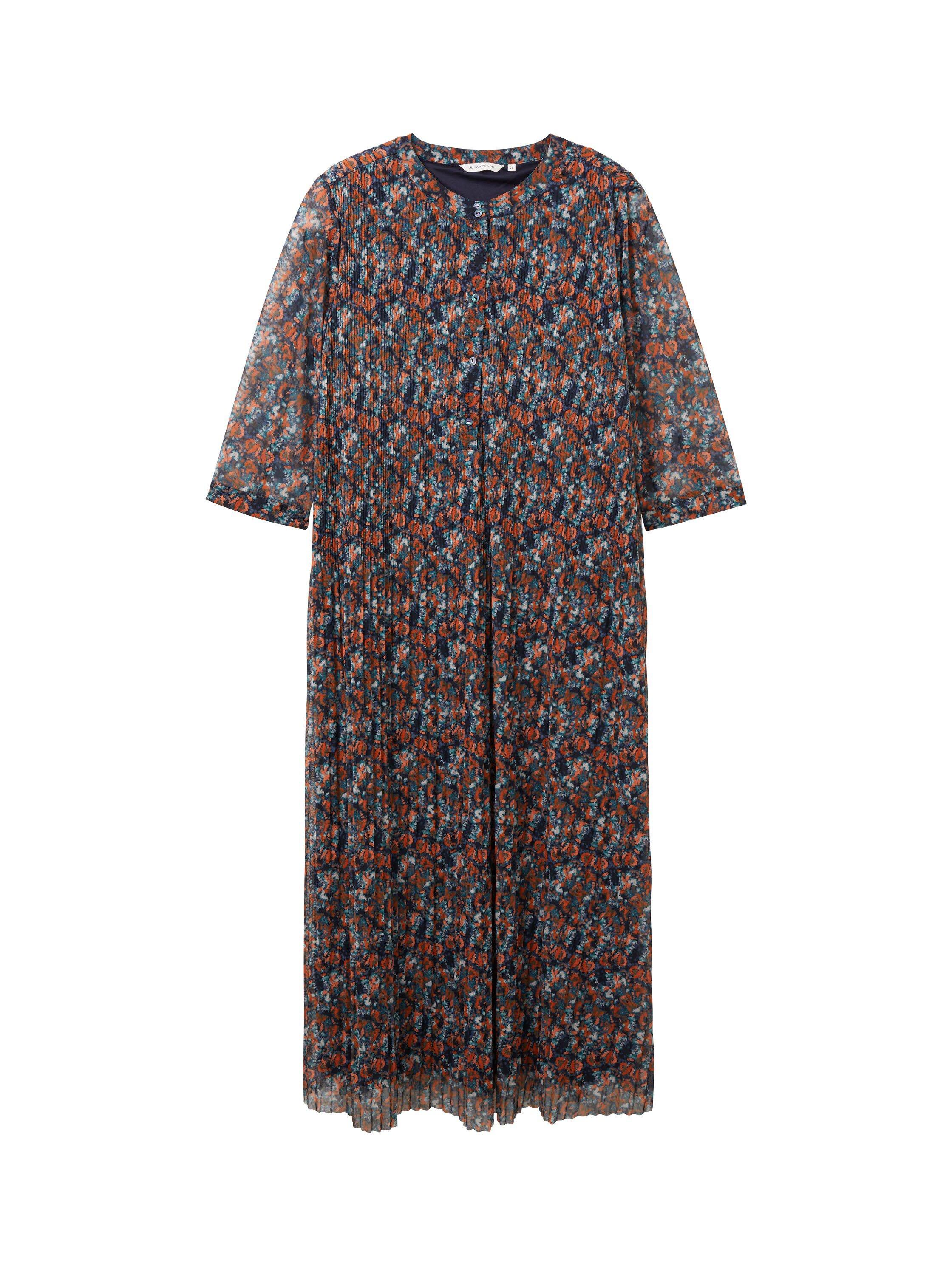 Plissiertes Mesh-Kleid mit Allovermuster