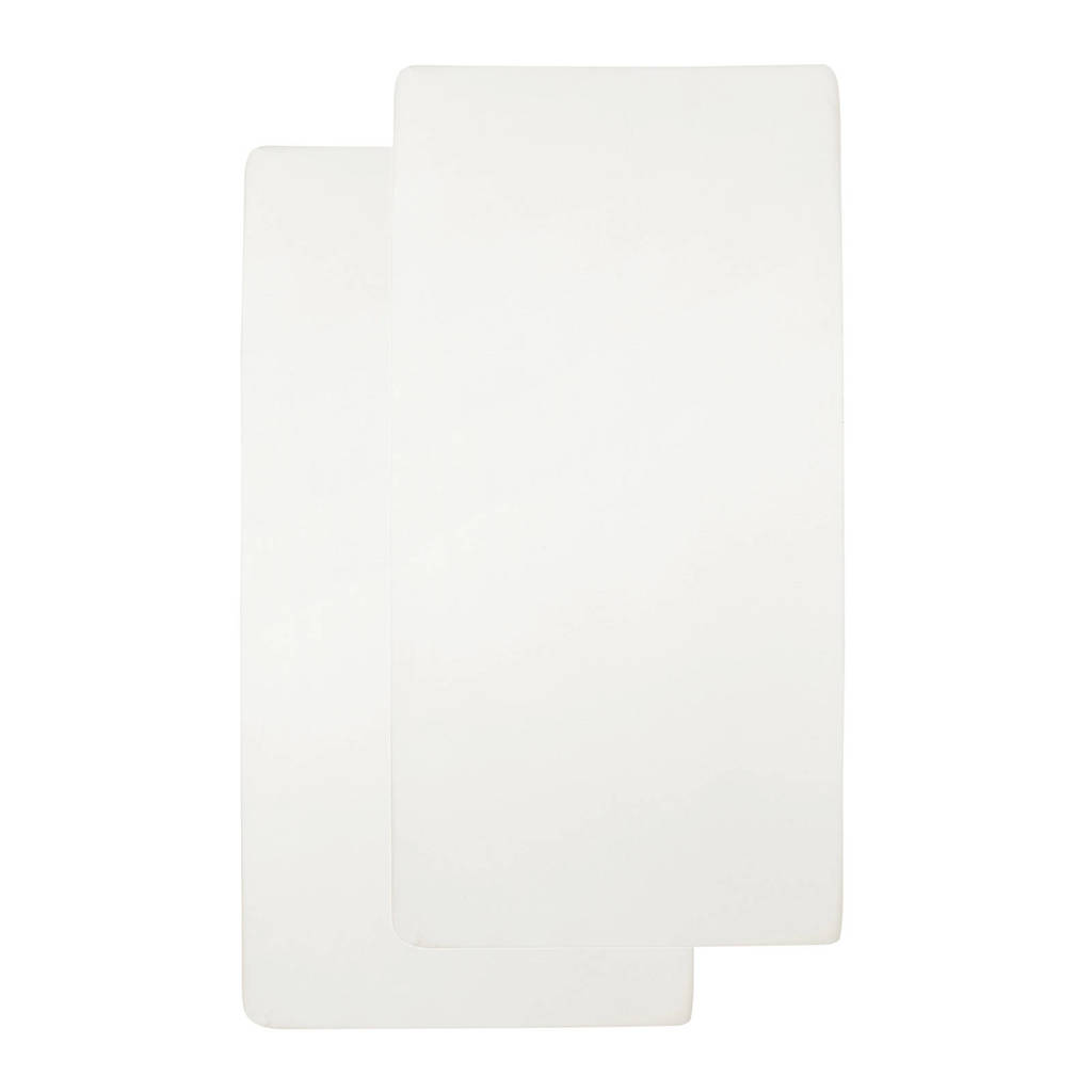 Krimpt bij wassenkatoenen jersey hoeslaken ledikant 60x120 cm (set van 2) offwhite
