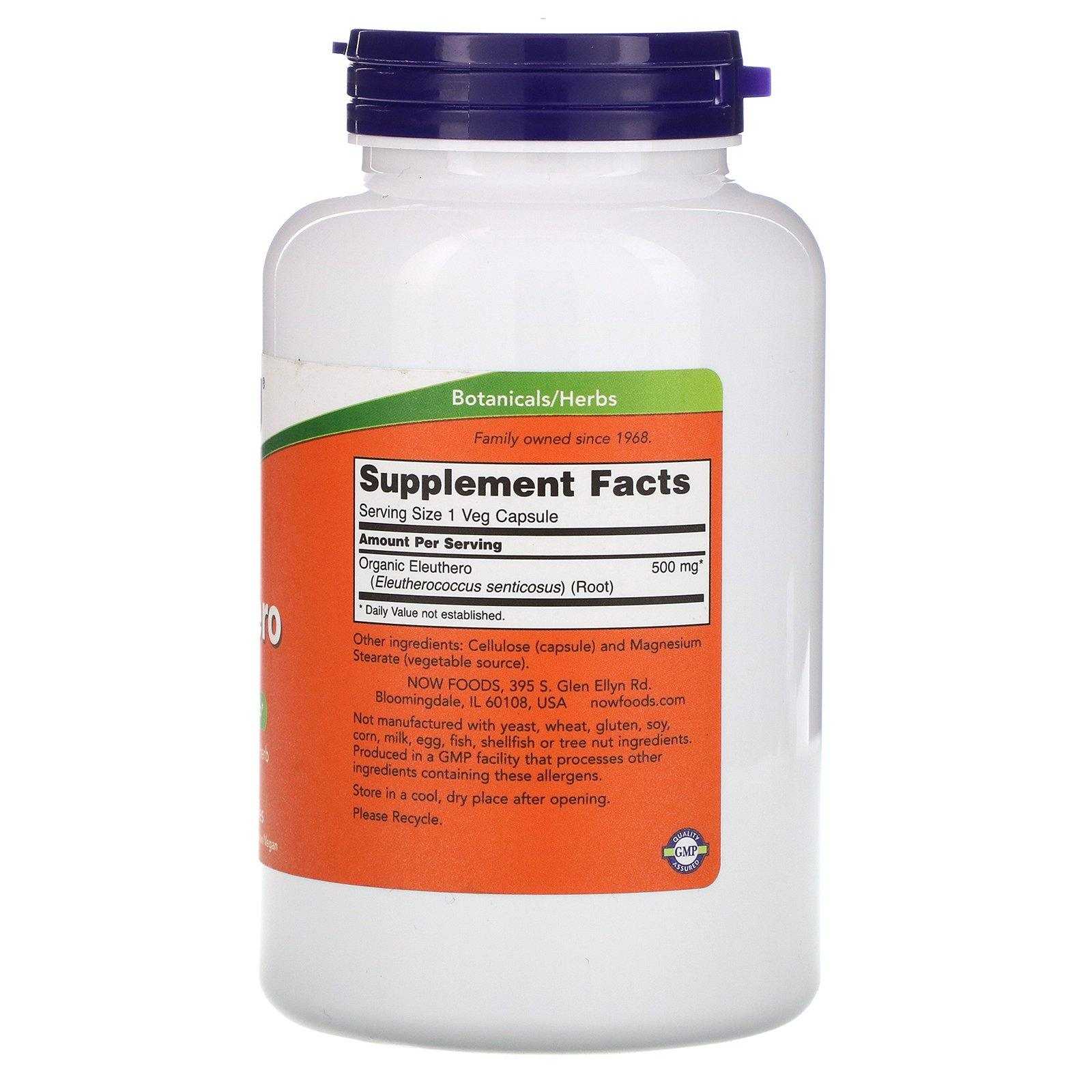 NOW Foods Eleuthero 250 cápsulas lisas