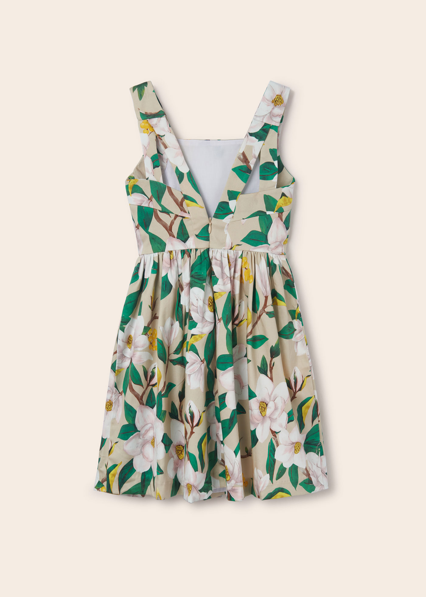 Vestido de cetim com estampa floral para meninas