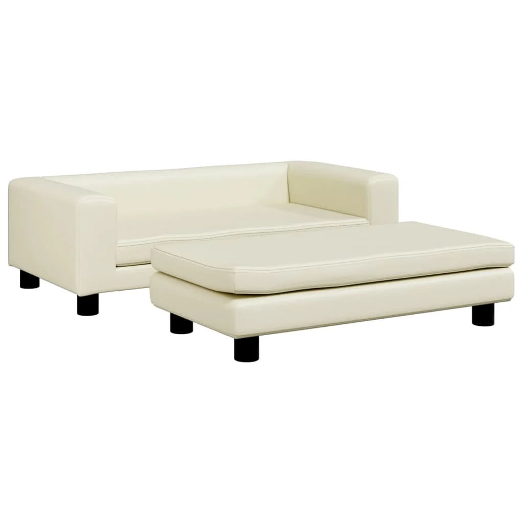 Cama para cães vidaXL com extensão, couro sintético creme, 100x50x30 cm
