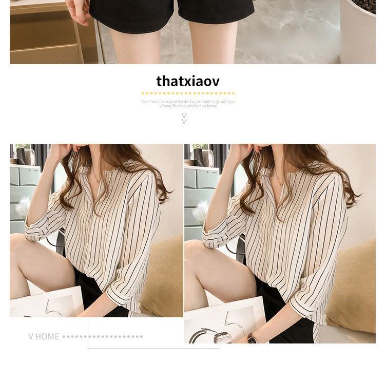 Happo - Gestreepte blouse met elleboogmouwen