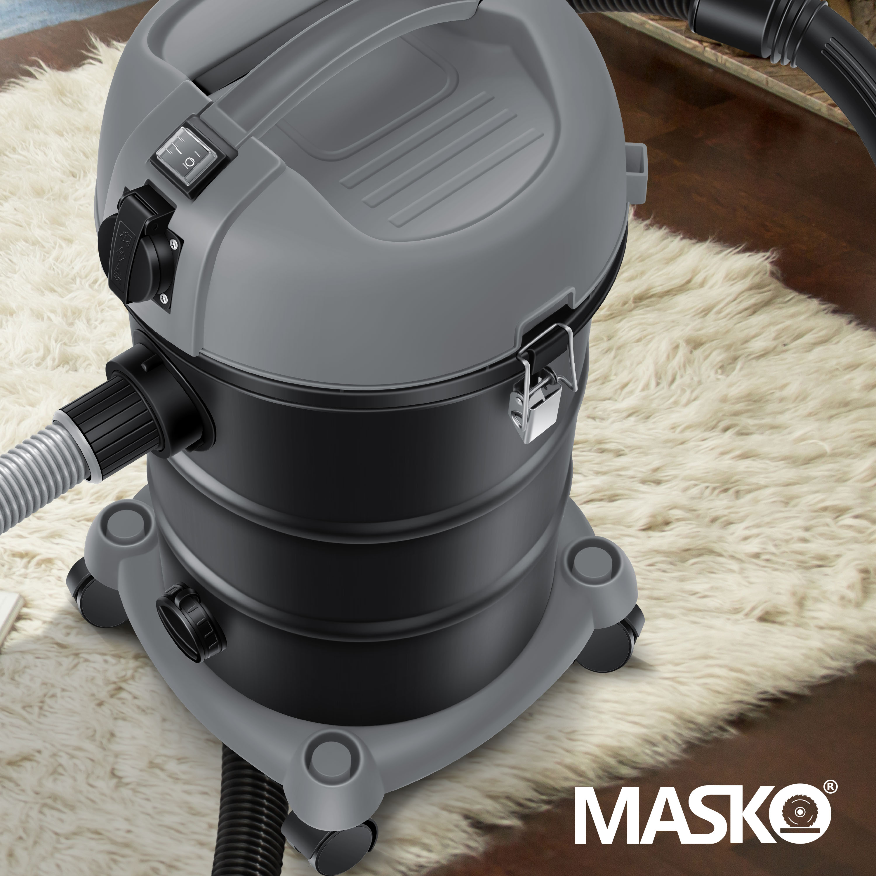 MASKO® 6IN1 Industriestaubsauger Staubsauger Nass Trocken Sauger Aschesauger 2300W + Steckdose ? Blasfunktion ? Trocken-Saugen & Nass-Saugen | Industrie-Sauger mit & ohne Beutel | beutellos
