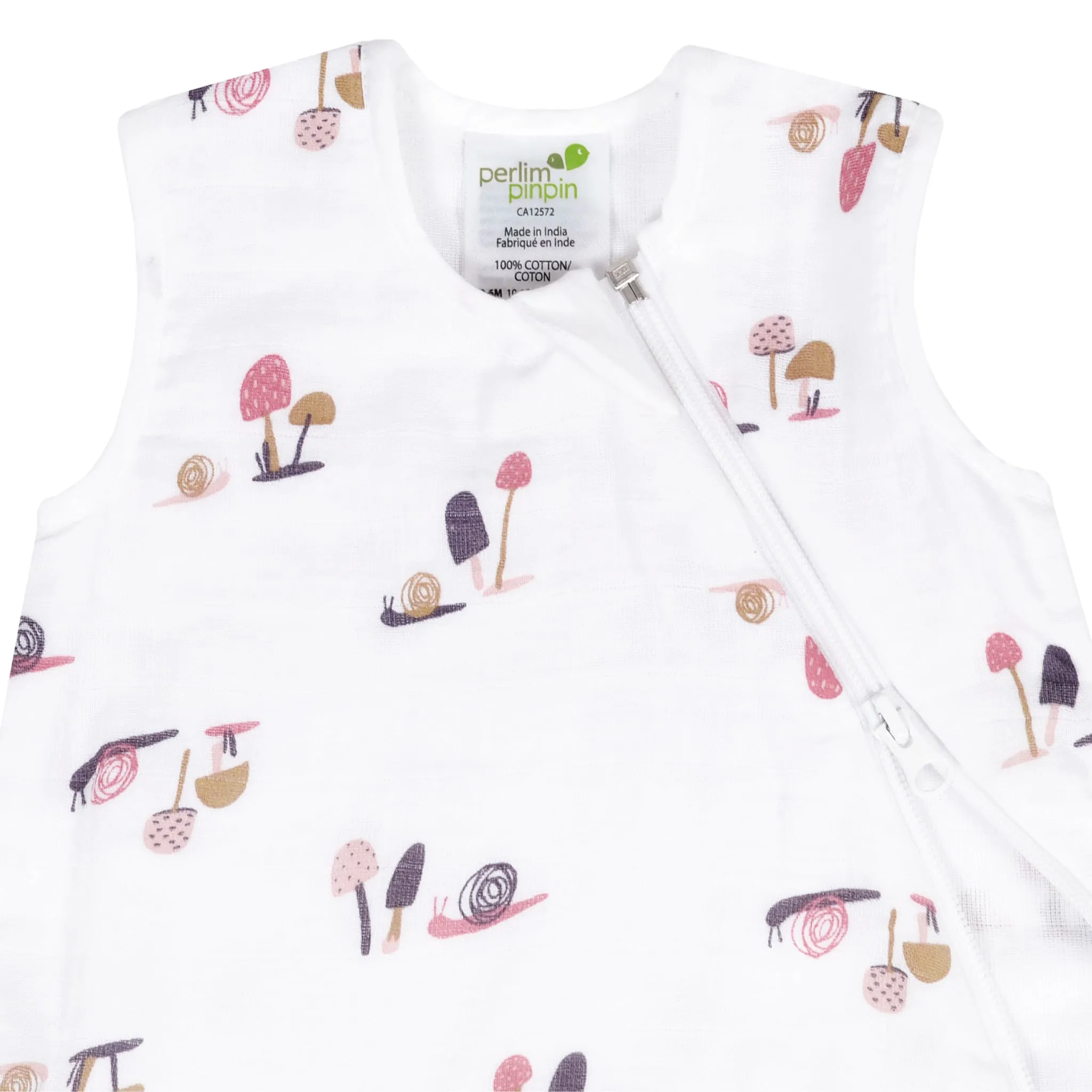 Perlimpinpin Sac de Nuit Mousseline Bambou 0-36mois - Escargots