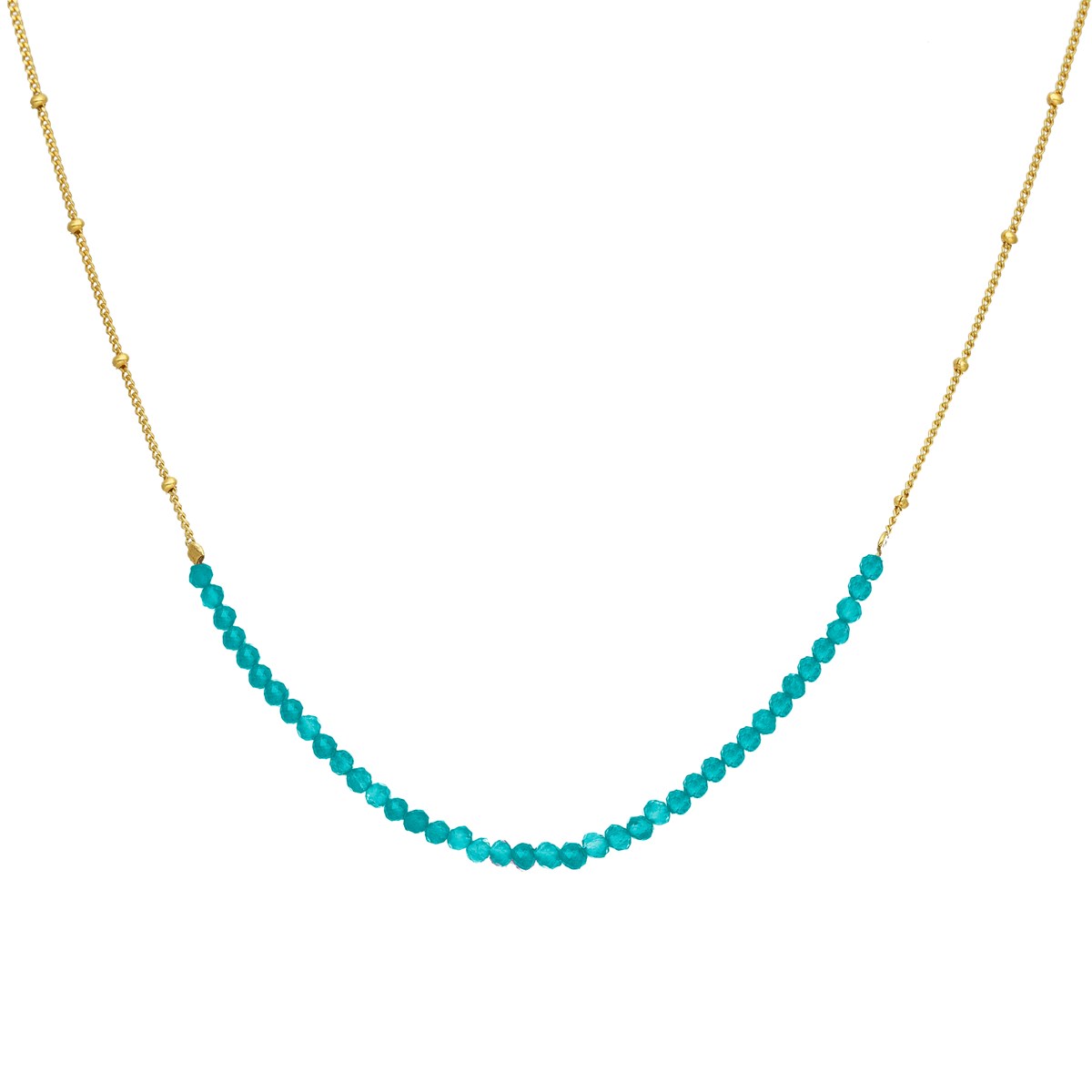Collier Chaîne Argent Doré Avec Perles De Turquoise