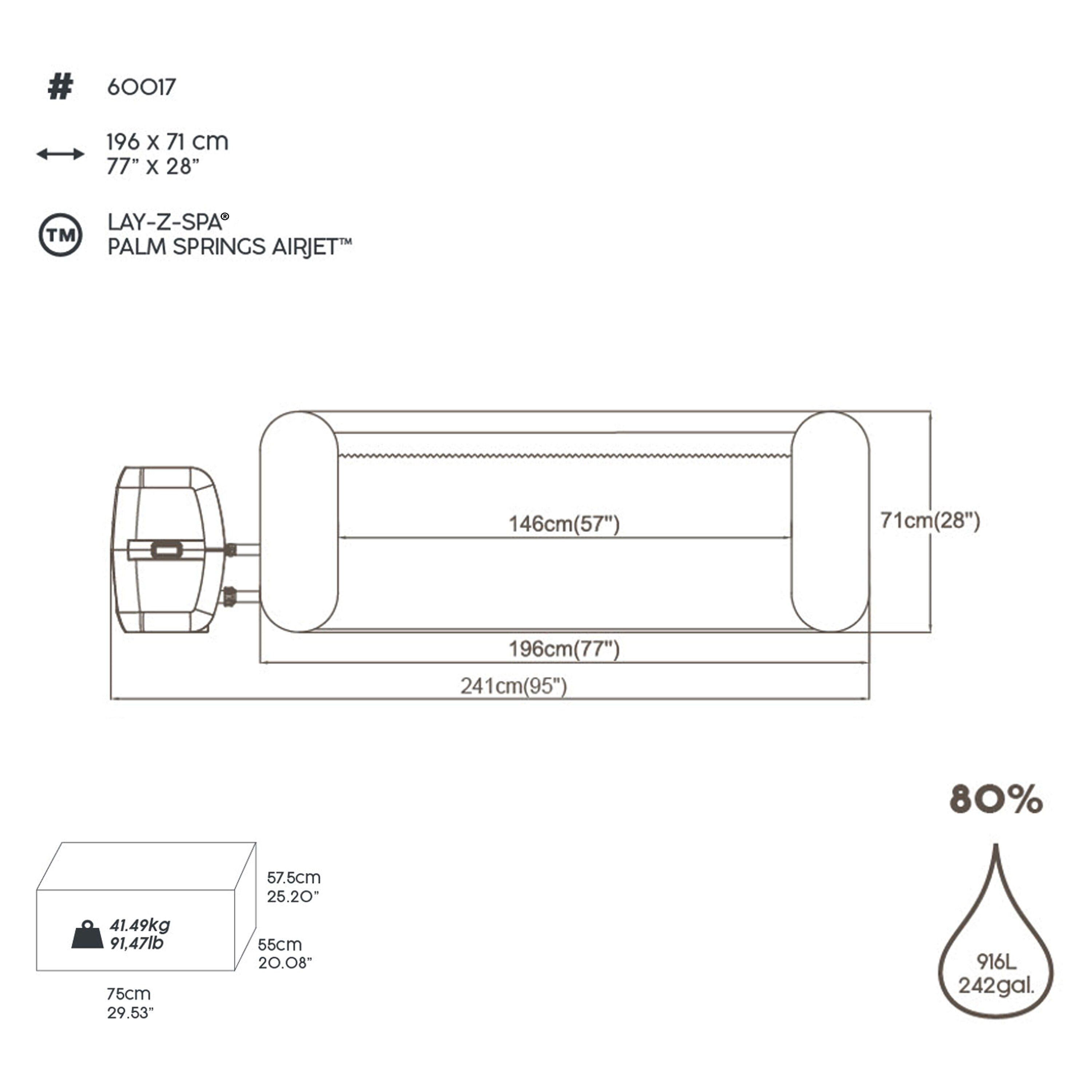 Bestway® LAY-Z-SPA® Whirlpool Palm Springs AirJet™ Ø 196 x 71 cm, rund