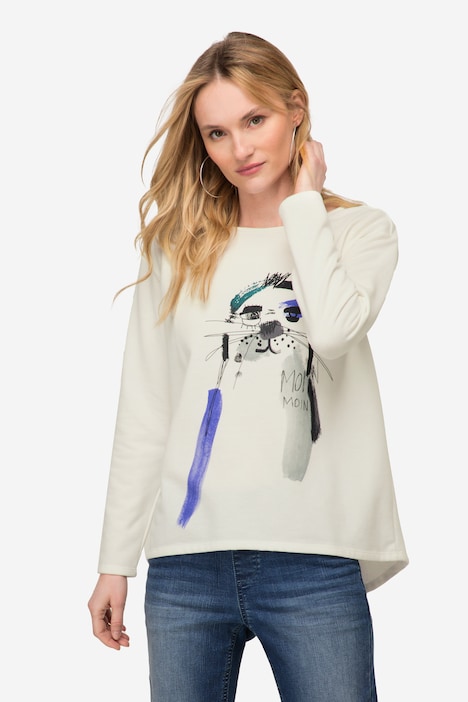 Sweatshirt, oversized, Robben Print, Rundhals, Langarm