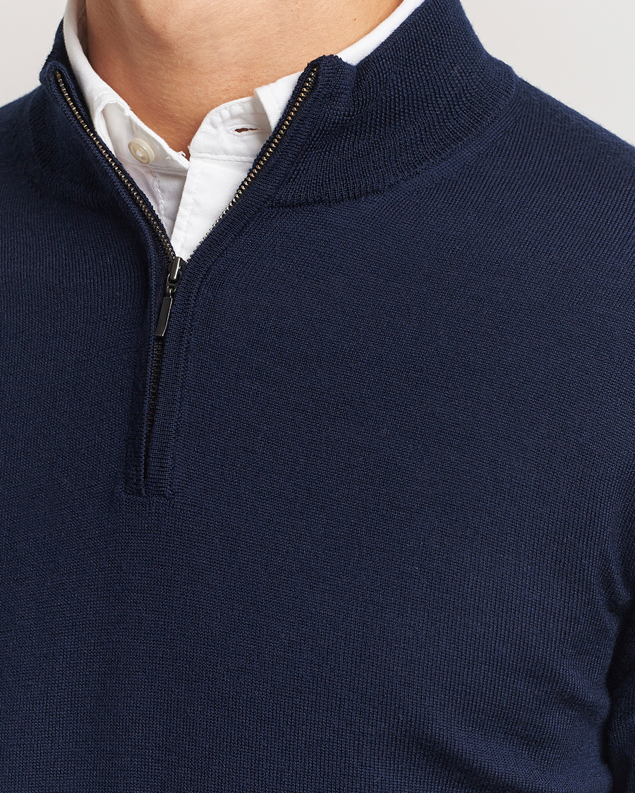 Charles Tyrwhitt Pure Merino Zip Neck Jumper Navy