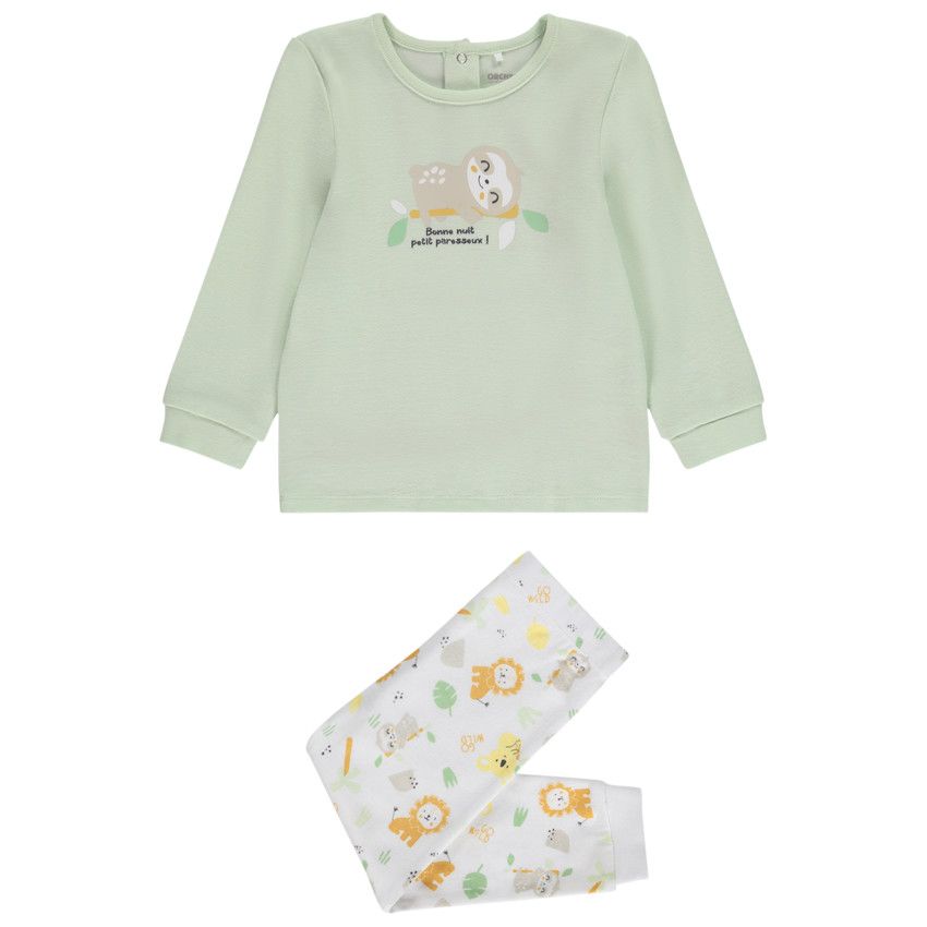 Pyjama 2 pièces fantaisie animaux en maille côte pour bébé garçon - Vert