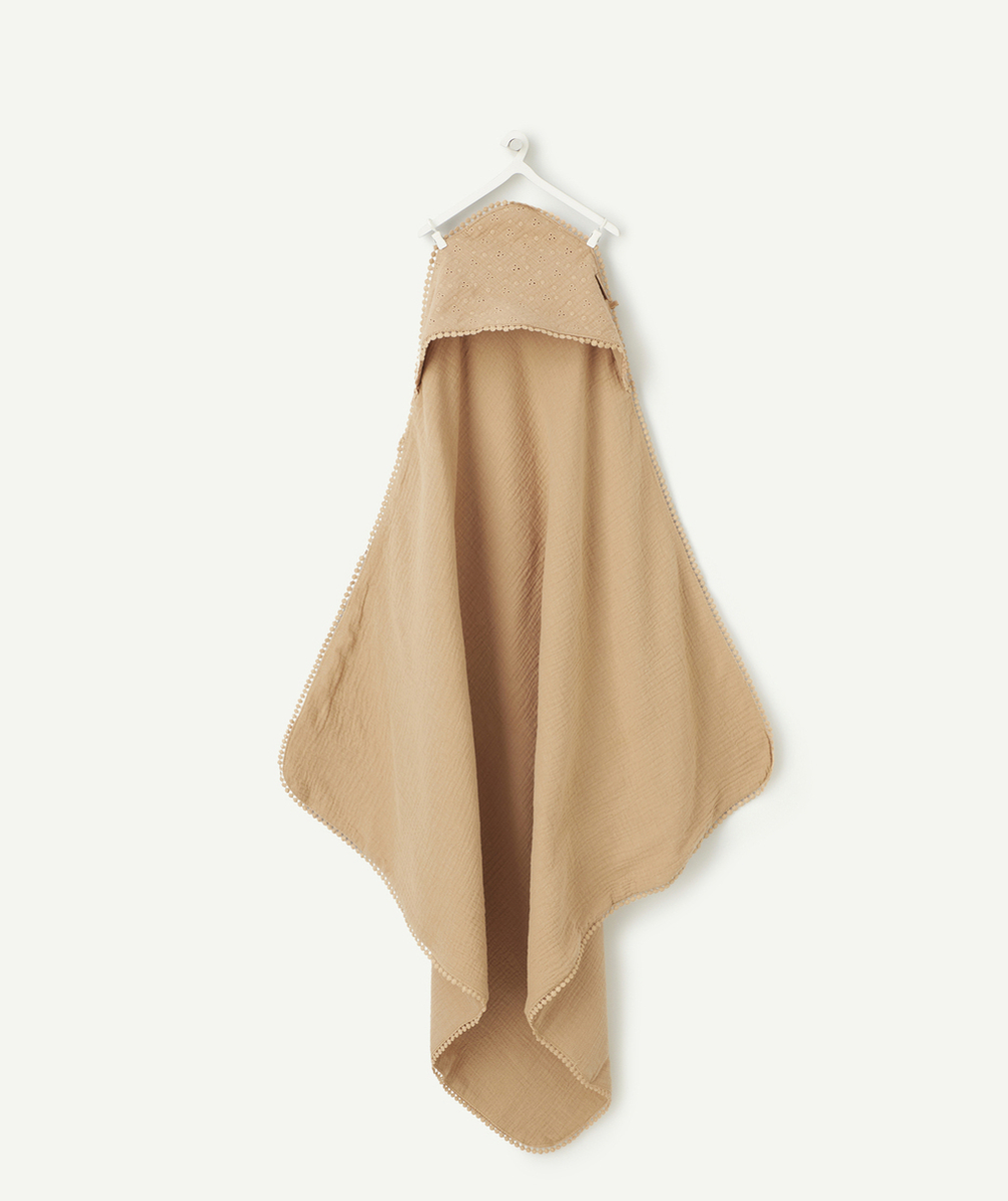JOLLEINCAPE DE BAIN 75 X 75 CM MARRON AVEC DÉTAILS AJOURÉS