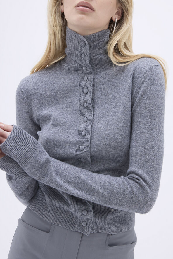 REMAIN Slim Fit Cardigan Grey melange