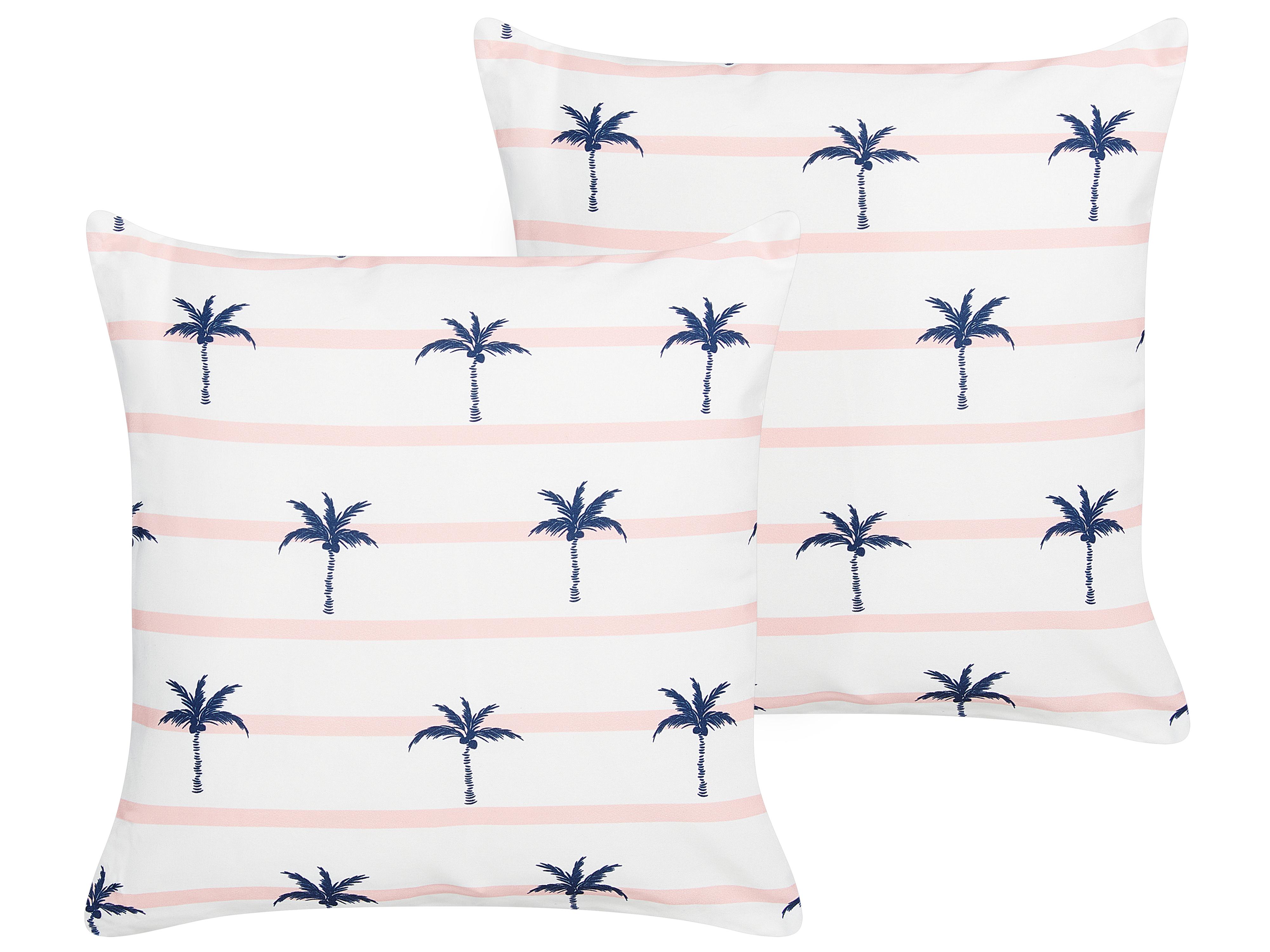 Set van 2 tuinkussens MOLTEDO gestreept 45 x 45 cm Wit