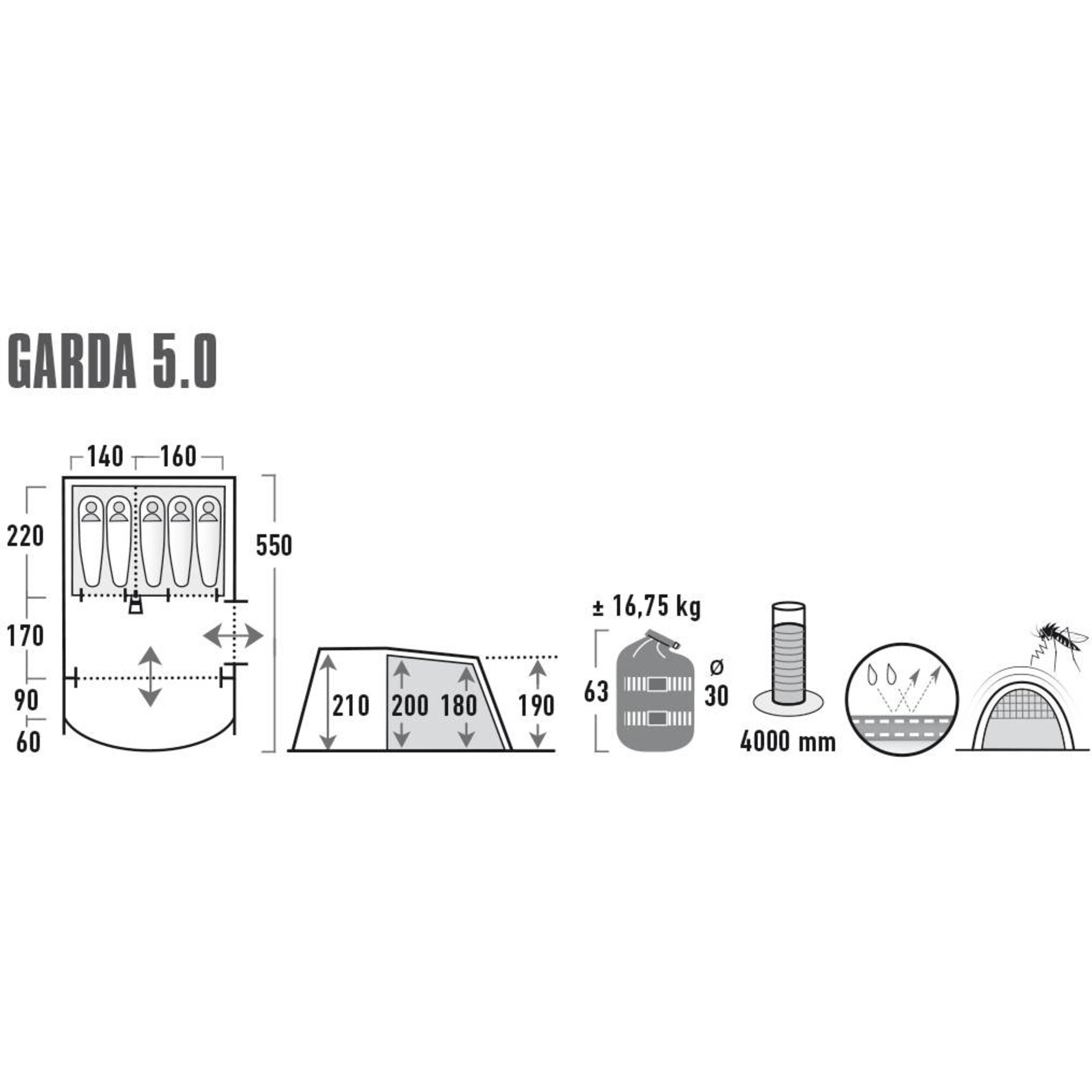 High Peak Zelt Familien-Tunnelzelt Garda 5.0