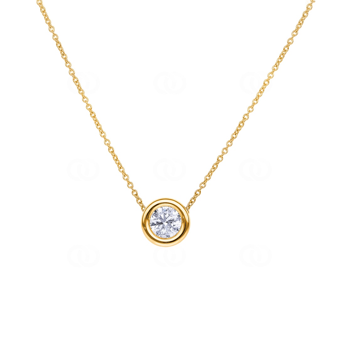 Collier mit Anhänger 750/18 K Gelbgold mit GIA-Diamant 1.00 ct H/si in Zargenfassung