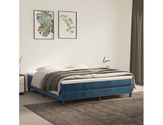 VIDAXL - Sommier 180 x 200 Sommier à ressorts de lit bleu foncé 180x200 cm velours