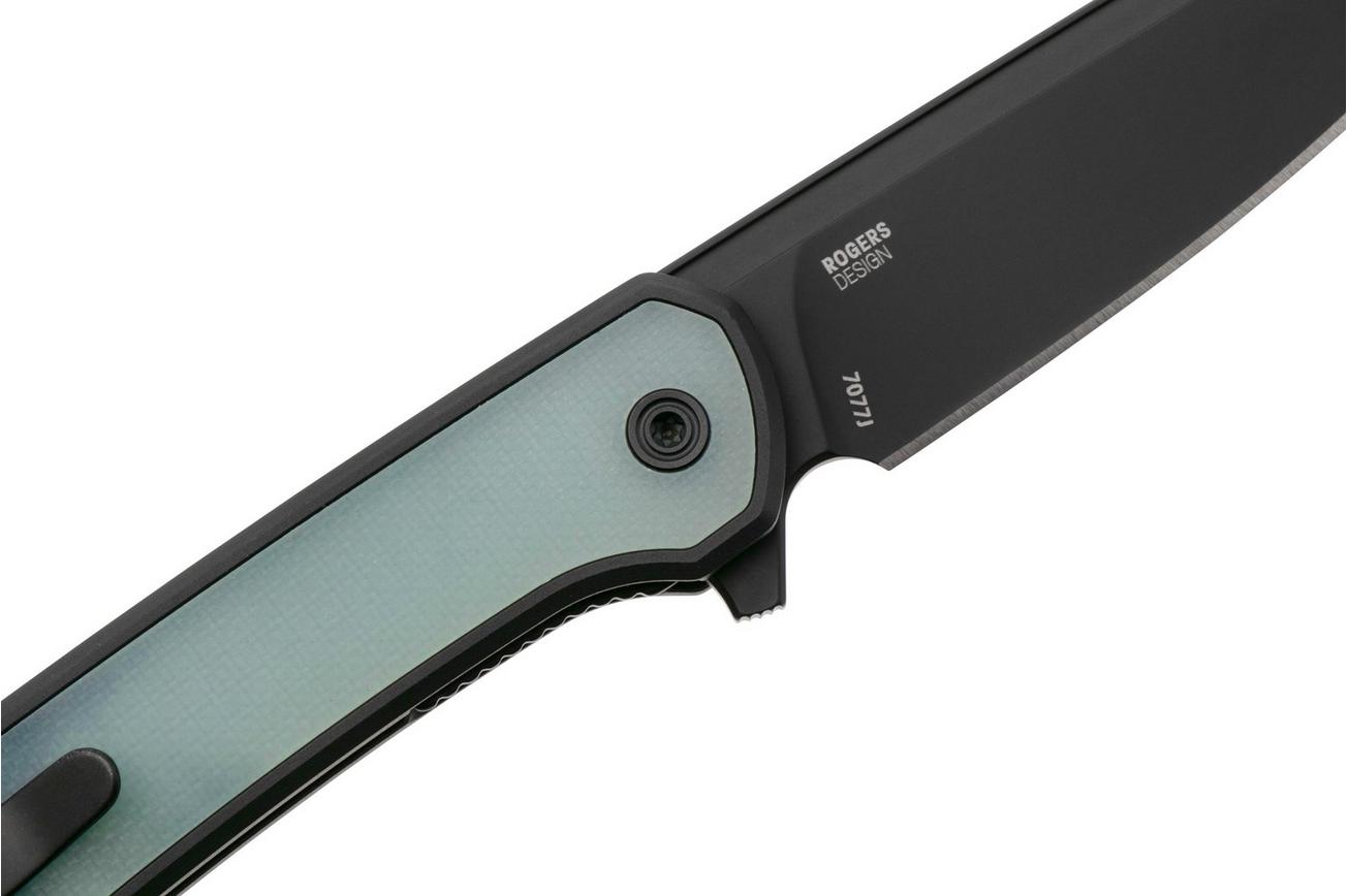 CRKT Q Compact 7077J Black DLC CPM S35VN, Black DLC Aluminum, Gray G10 Inlay, zakmes, Richard Rogers design