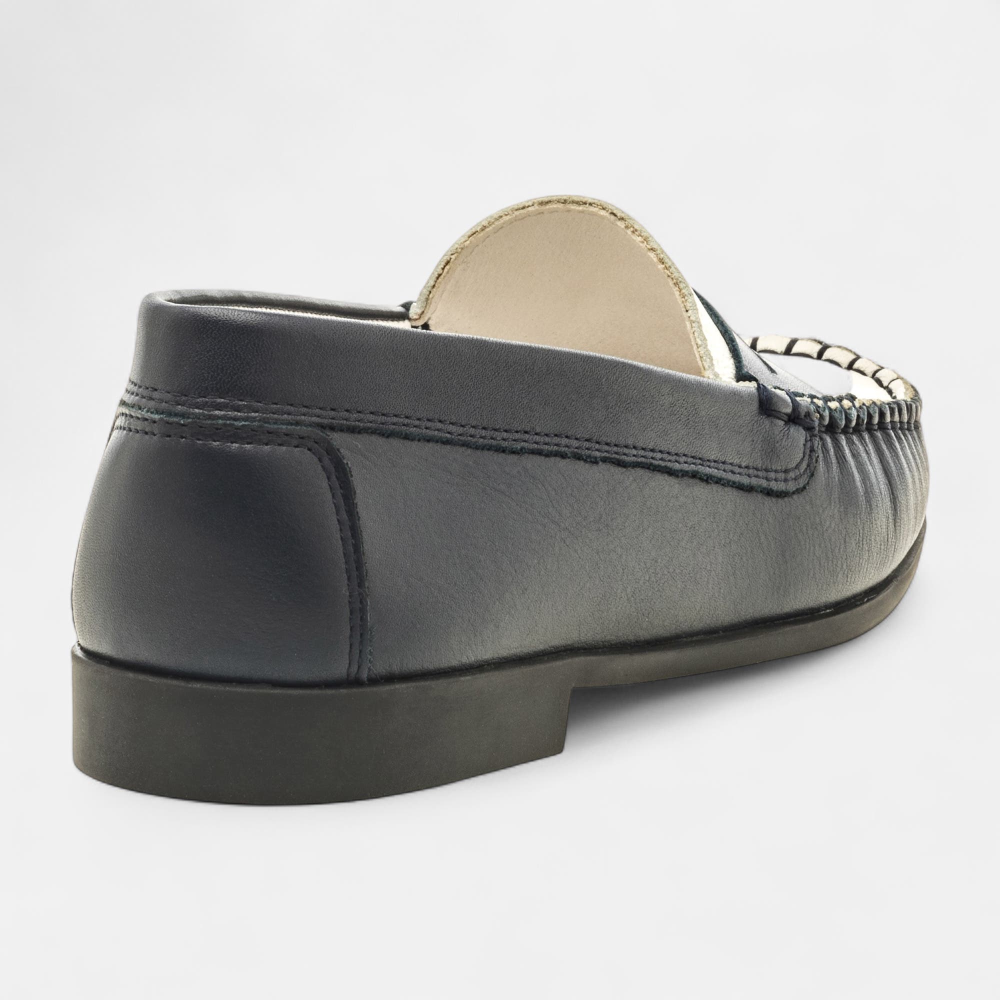 Mocassins pieds sensibles Femme en cuir bleu marine