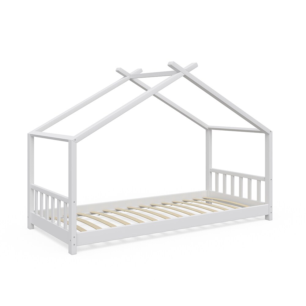 VitaliSpa Design Kinderbett Hausbett Weiß Kinderhaus Holzbett 90x200 Massivholz