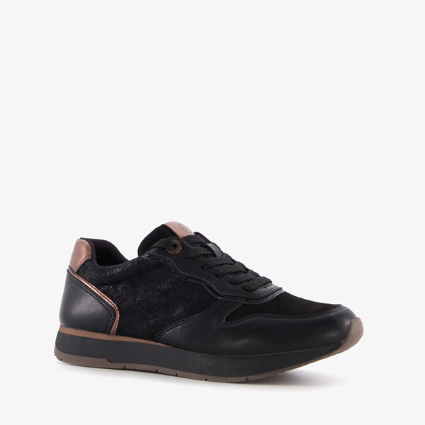 Tamaris dames sneakers zwart met metallic details