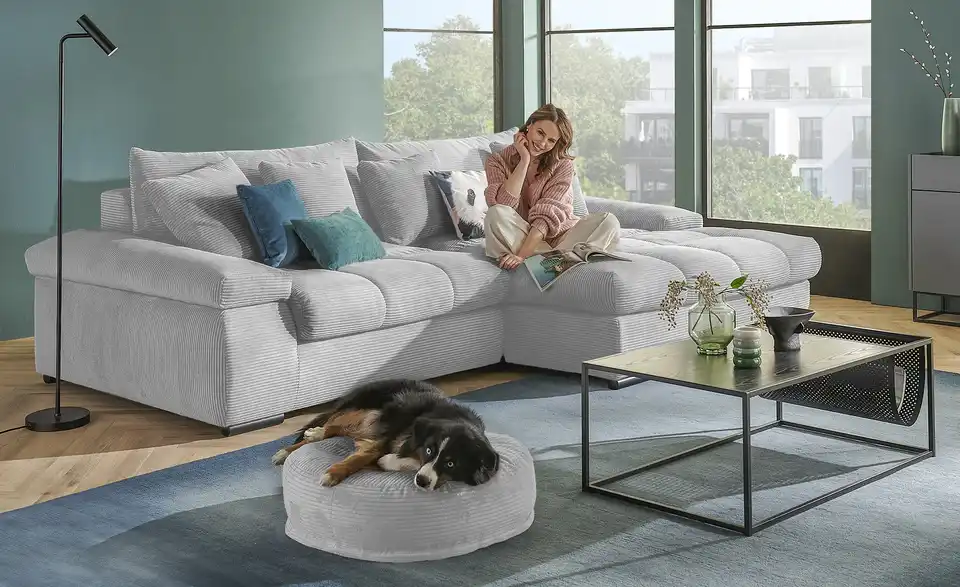 Ecksofa Hella rechts Hellgrau
