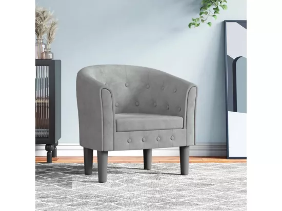 Chaise cabriolet gris clair velours