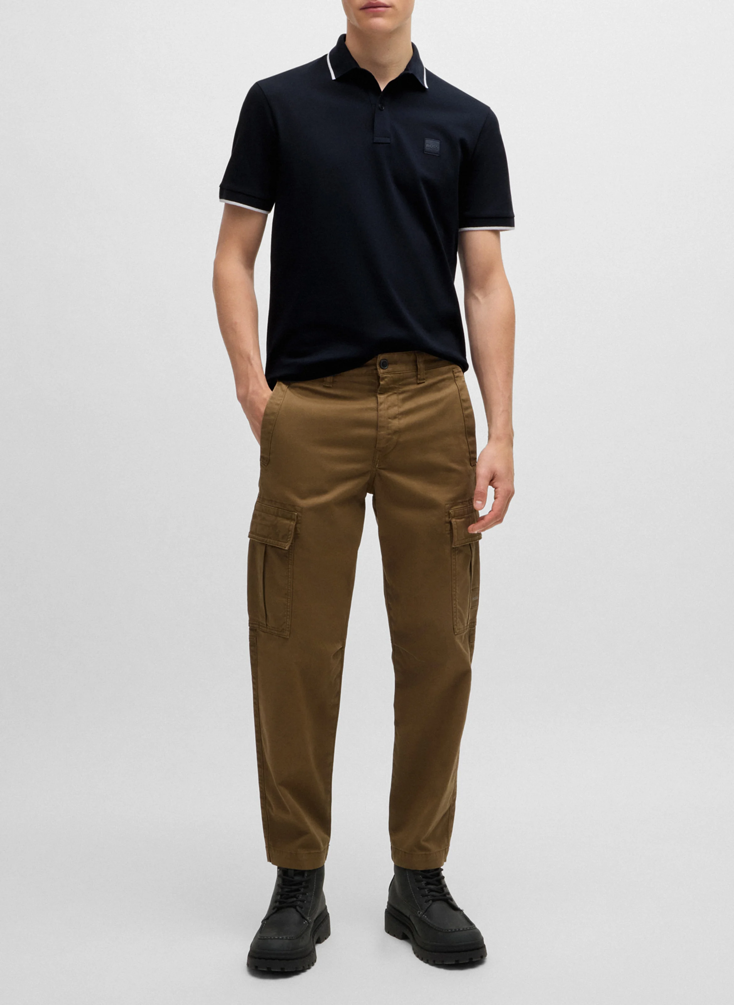 Polo slim-fit en coton stretch | Bleu