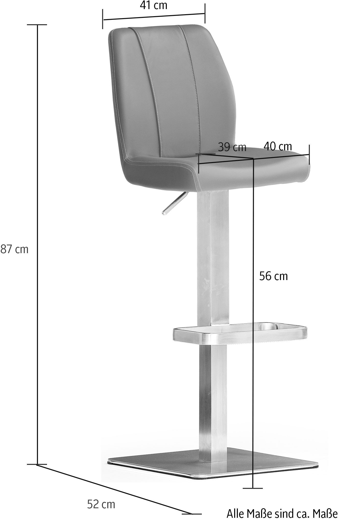 MCA furniture Bistrostuhl »BARBECOOL Barhocker Bistrostuhl Tresenhocker« () mit Rückenlehne,Bodenplatte eckig, 180° drehbar, Sitzhöhe von 56-81 cm