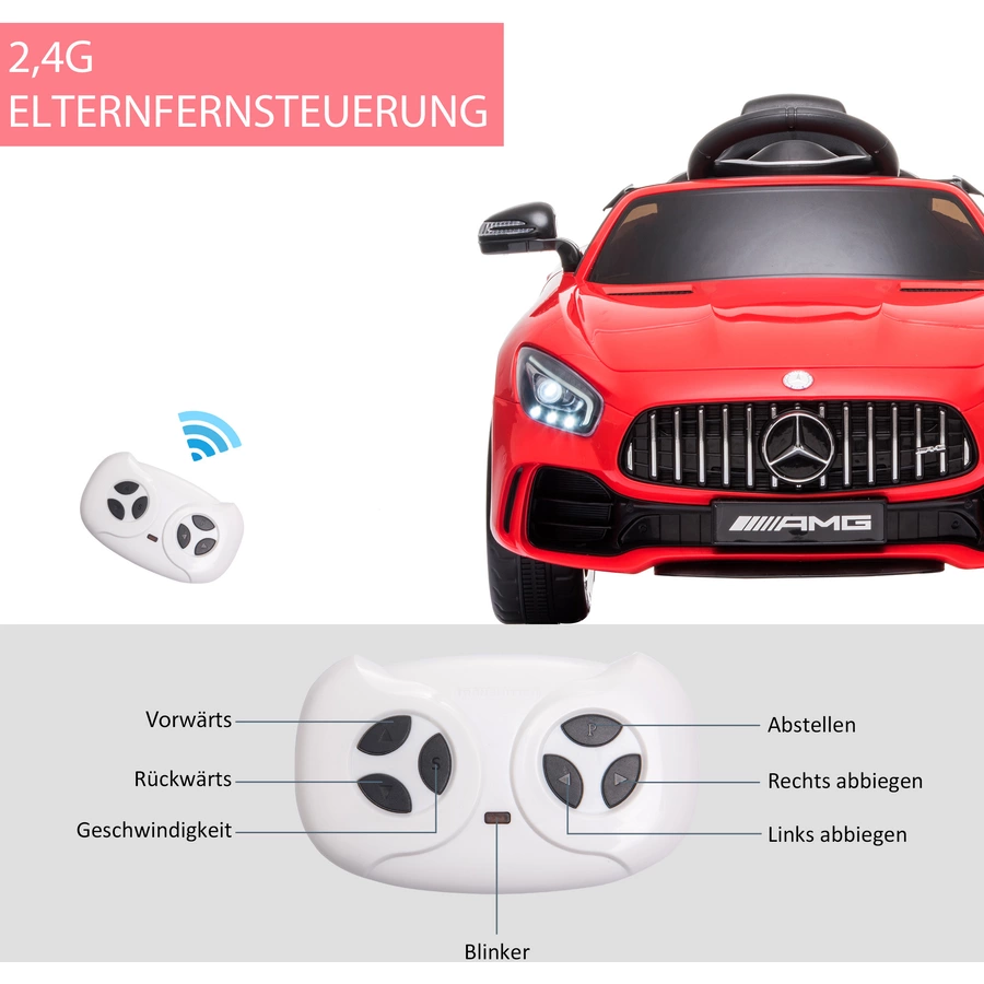 HOMCOM Kinder Elektroauto mit Scheinwerfer rot