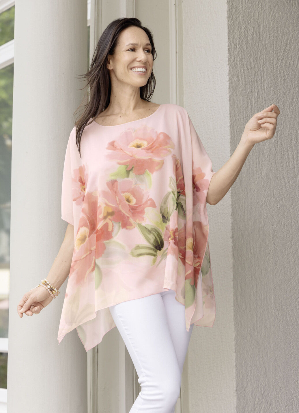 Poncho-Tunika mit eingearbeitetem Top
