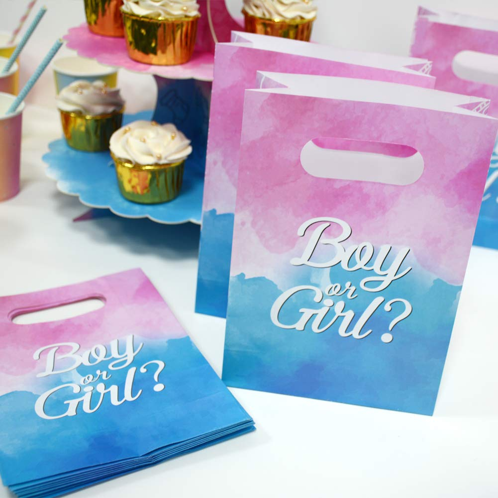 (24er Set) Baby Shower Tüten Geschenktaschen Gender Reveal Candy Gift Bags - Boy or Girl
