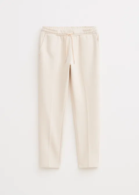 Pantalon met structuur off-white (CREME.L)