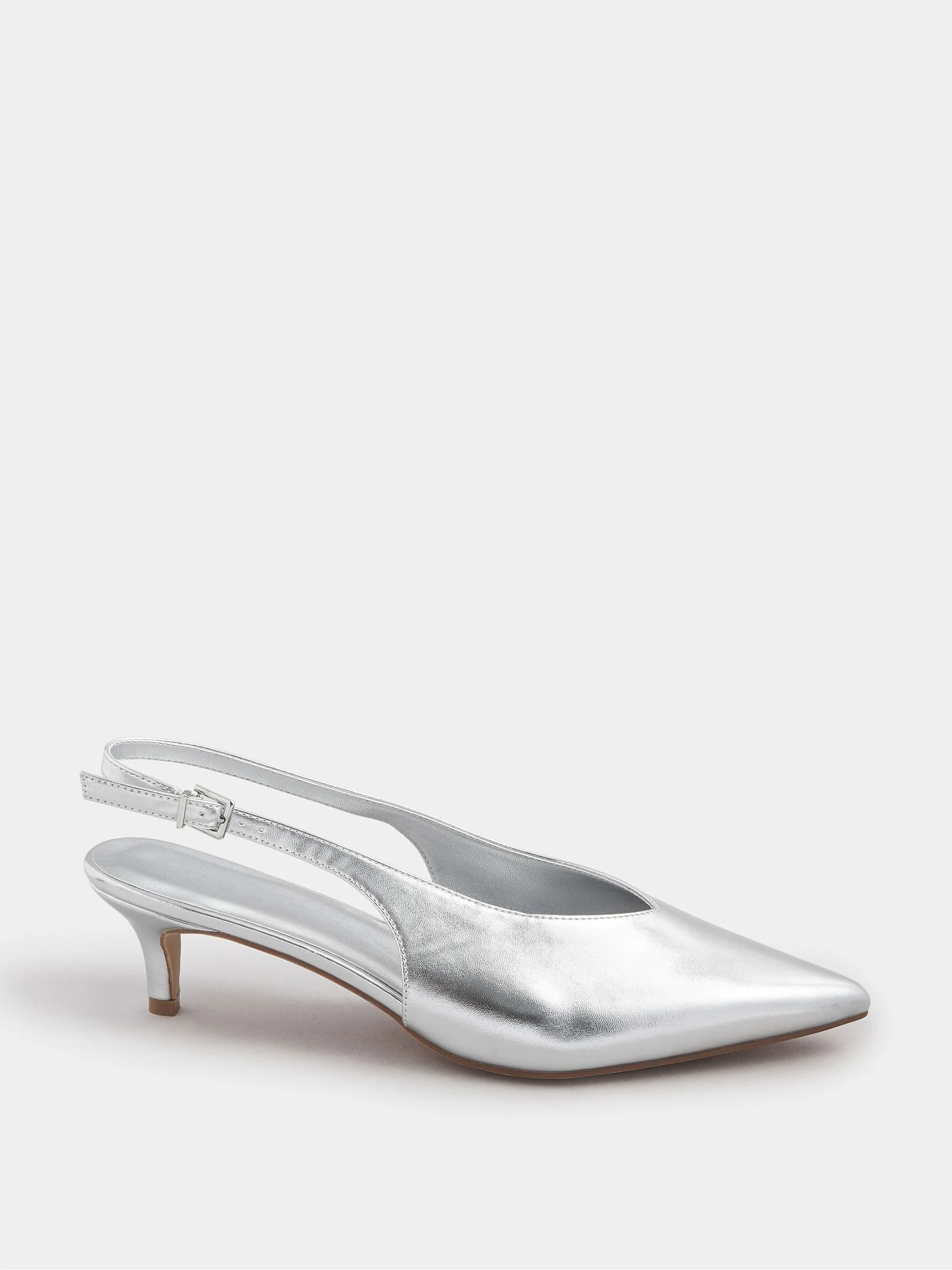 Long Tall Sally V Cut Kitten Slingback Heel Shoes