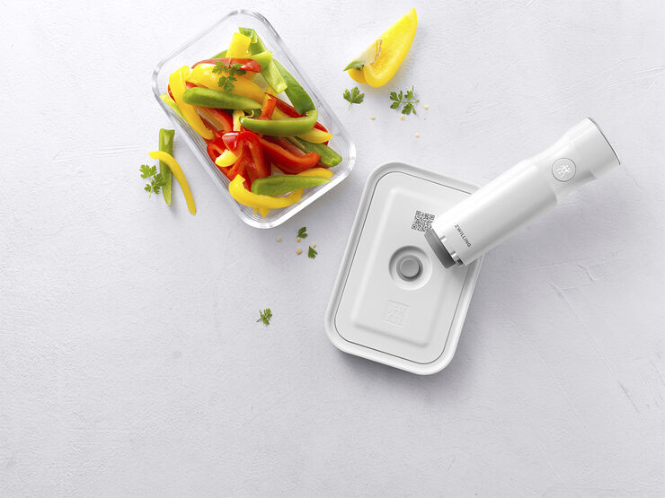 Zwilling Fresh & Save Vakuum beholder i glas str M Hvid & grå