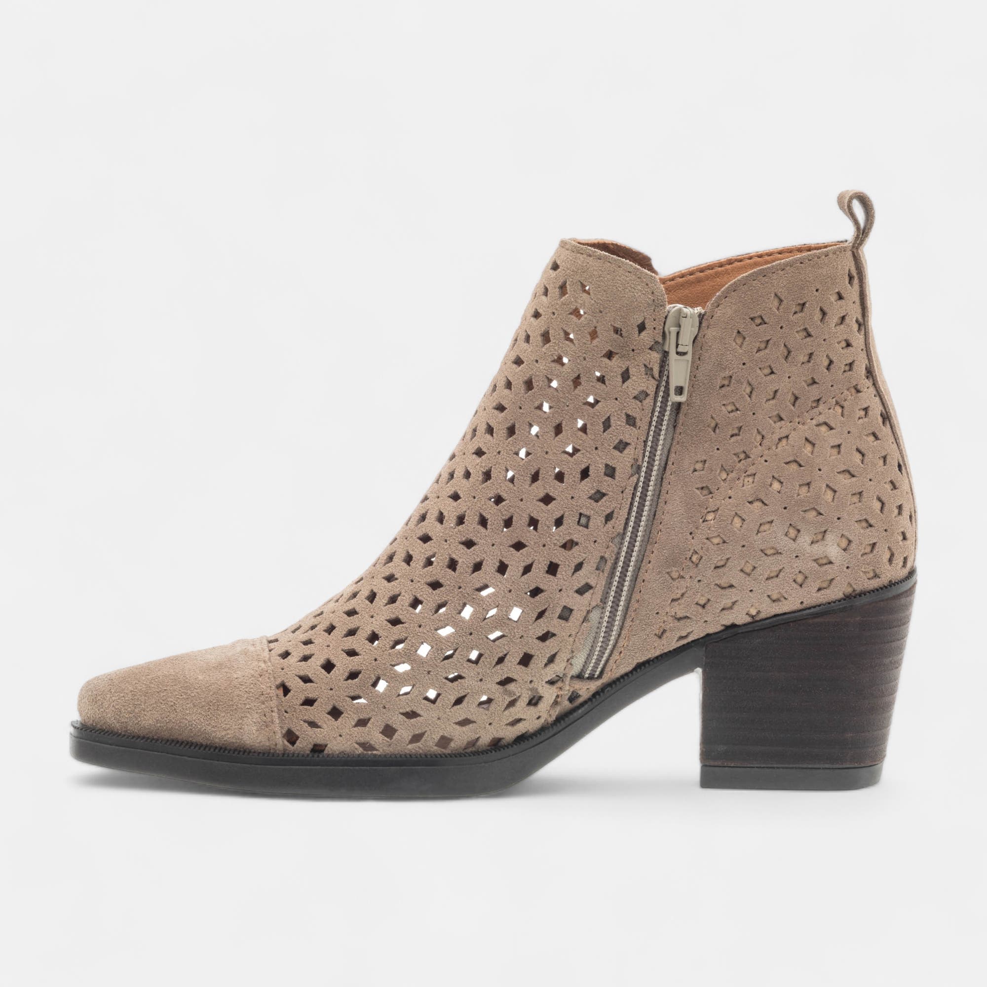 Bottines à talon Femme en cuir beige