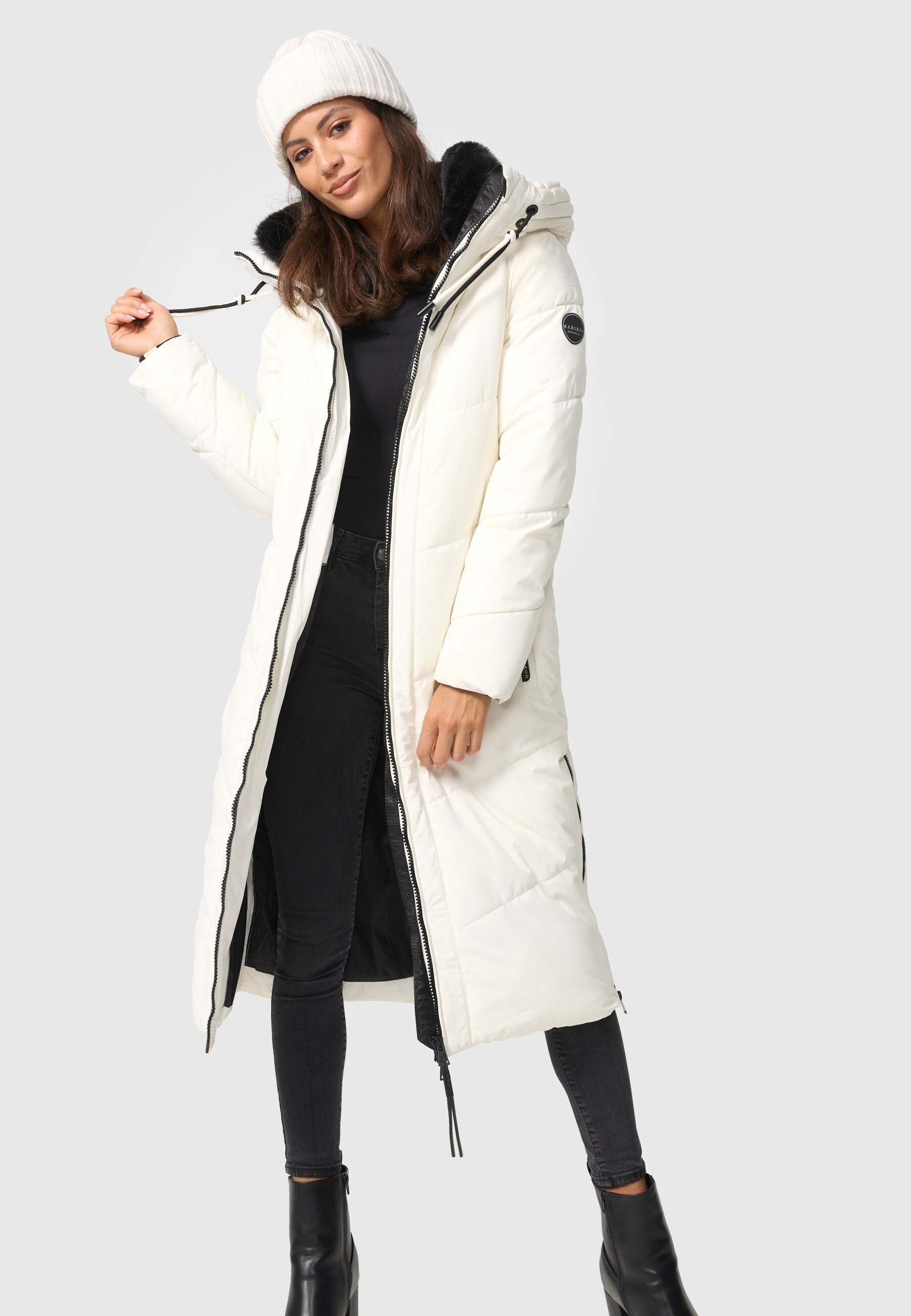 MARIKOO Damen Winter Steppmantel Stepp Jacke Mantel Parka warm mit Kapuze Nadaree