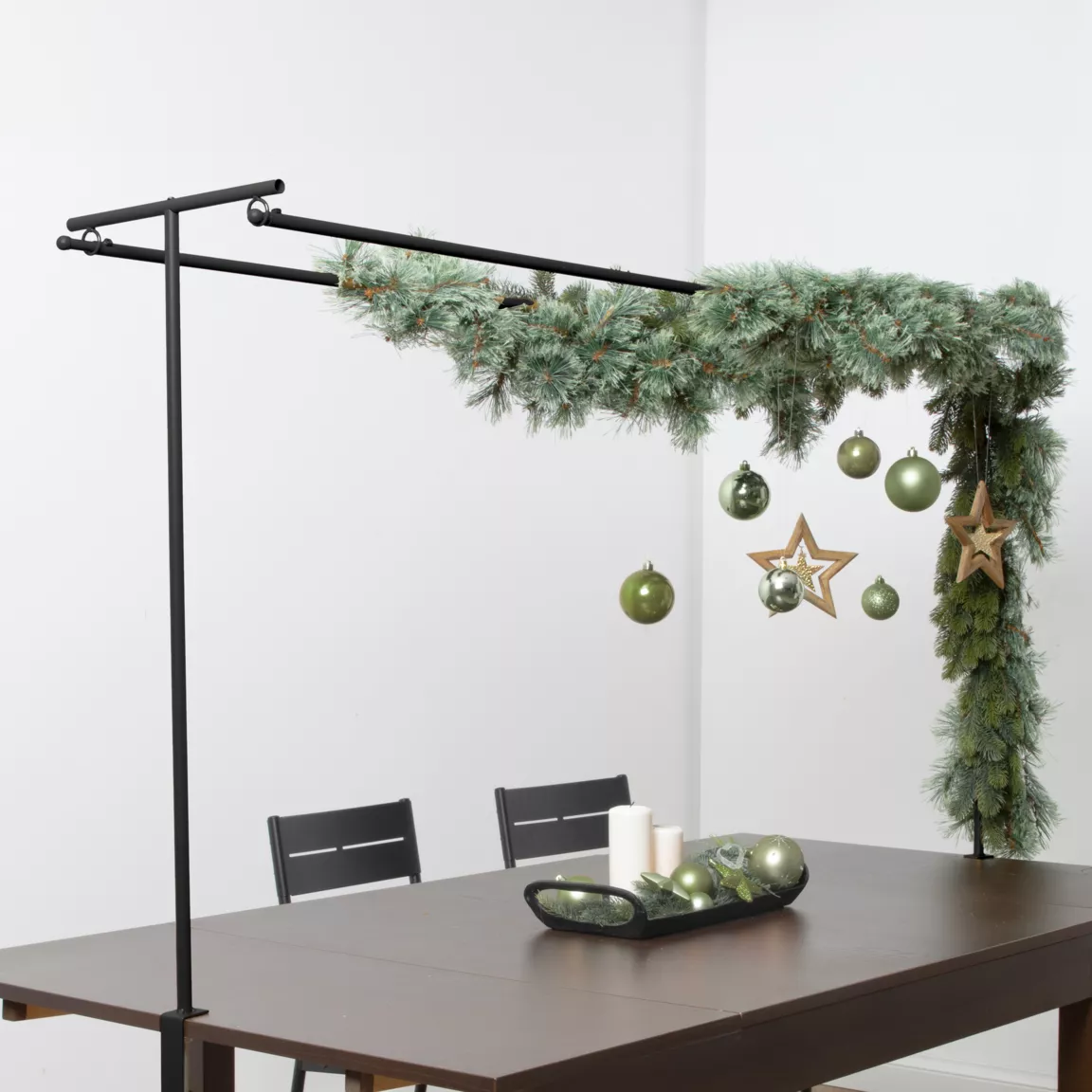 Barre de table réglable double (L142 à 240 cm) pour Décoration Noir